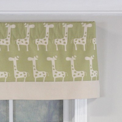 Giraffe Pattern Green and Beige Cotton Window Valance