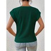 Womens Cap Sleeve Tee Shirt Twist Hem Tops V Neck Summer Causal T-Shirts - 2 of 2
