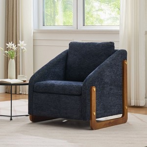 Okak Modern Chenille Fabric Accent Arm Chair with Wooden Frame,Comfy Sitting Chair with Gold Nailhead Trim,Living Room,Office - 1 of 4