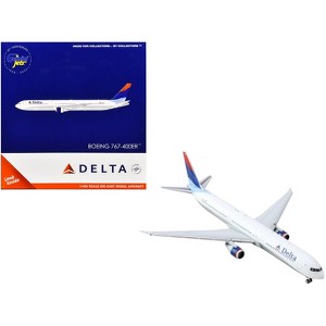Boeing 767-400ER Commercial Aircraft "Delta Air Lines" White with Red and Blue Tail 1/400 Die Cast Model Airplane by GeminiJets - 1 of 3