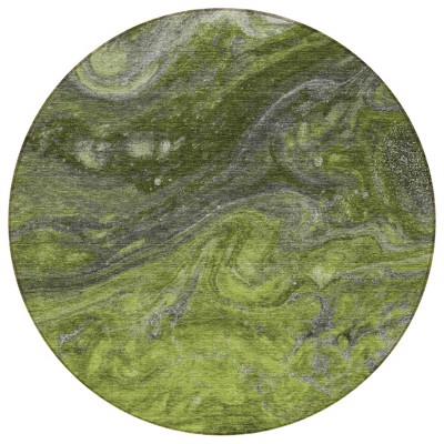 Olive Green And Lime Green Abstract Washable Indoor Outdoor Area Rug