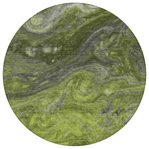 Olive Green And Lime Green Abstract Washable Indoor Outdoor Area Rug - 1 of 4