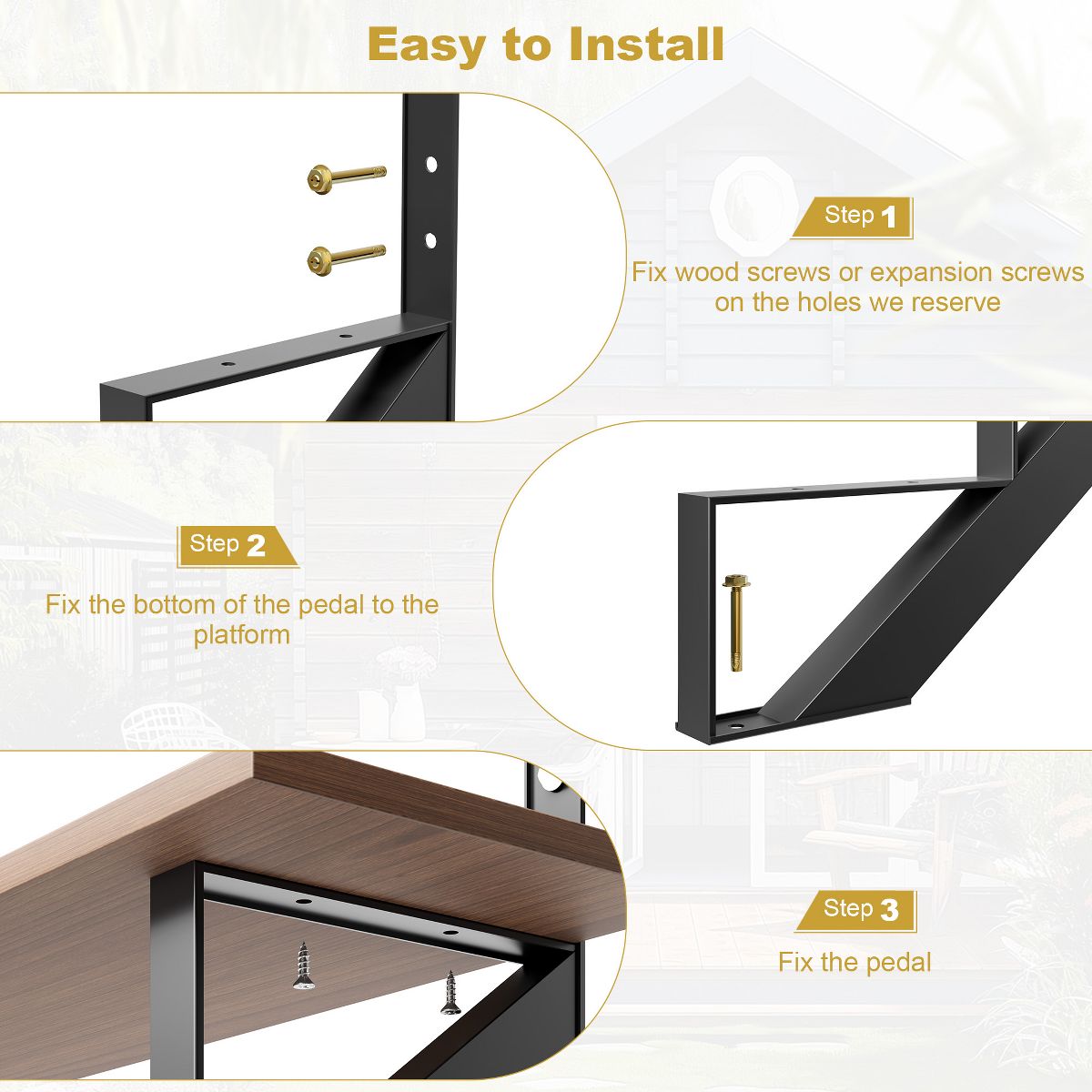 2 Pack Heavy Duty Powder-Coated Steel Stair Stringers, Weather Resistant Step Risers with 500 lbs Capacity, Pre-Drilled Holes for Easy Installation - thumbnail 3