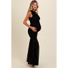Pinkblush Black Ruched Mesh One Shoulder Maternity Maxi Dress - 3 of 4