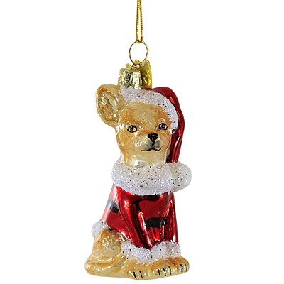 Kurt S. Adler 3.5 Inch Dog In Santa Suit Christmas Best Friend Tree Ornaments