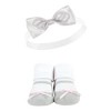Hudson Baby Infant Girls Headband and Socks Set, Pink Gray, 0-9 Months - 4 of 4