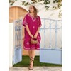 LA LEELA Women's House Daily Routine Evening Wear Holiday Casual Solid Casual Relaxed Caftan Mini Cover Up Evening Dresses for Women 2X-3X Pink, Solid - 2 of 4