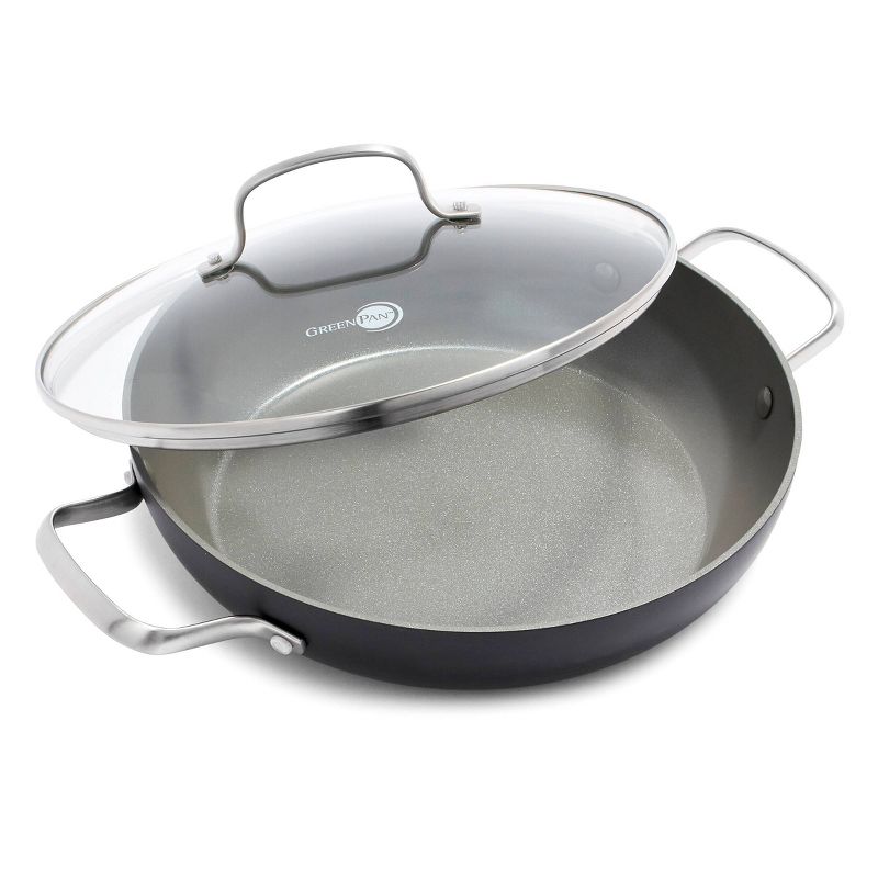 GreenPan Chatham Hard Anodized Healthy Ceramic Nonstick 11&#34; Everyday Frying Pan with 2 Handles and Lid - Gray, 1 of 11
