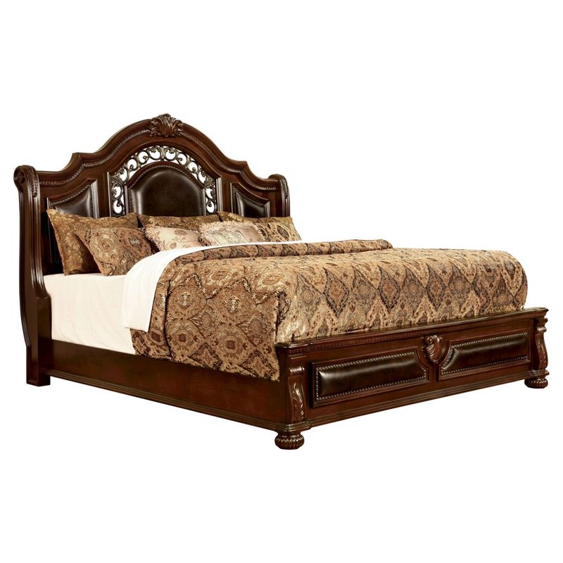 Queen Claretta Traditional Bold Design Bed Brown/Red - HOMES: Inside + Out, 1 of 5