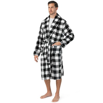 PAVILIA Mens Soft Robe, Plush Warm Bathrobe for Men, Long Spa Fleece Flannel with Shawl Collar, Pockets, Trim Piping