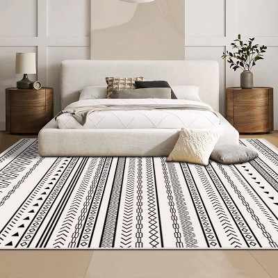 MaseiKar Washable Area Rug, Soft Faux Cashmere Carpet with Non-Slip Backing for Living Room, Bedroom, Dining Room, Modern Boho Style