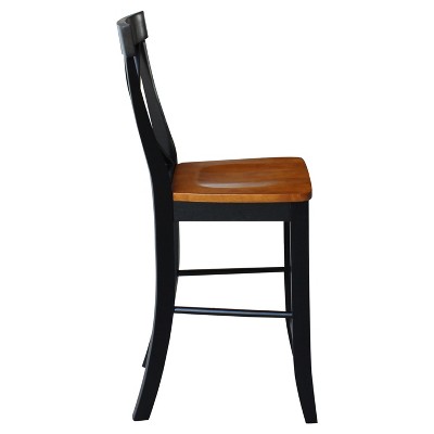 24" Black and Cherry Solid Wood X-Back Counter Stool