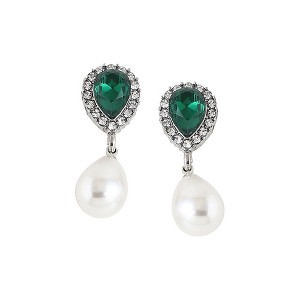 SOHI Women's Green  Embellished Teardrop Earrings - 1 of 3