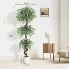 Artificial Ficus Tree in White Planter, Faux Indoor/Outdoor Plant with Pebbles & Moss for Home or Office Decor - 3 of 4