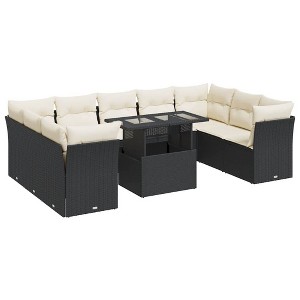 vidaXL Garden Sofa Set Black - 1 of 4