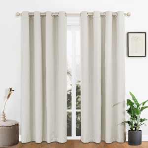 Awesome Home  100% Blackout Linen Blend Texture Grommet Curtain Pair(2 Panels) - 1 of 4