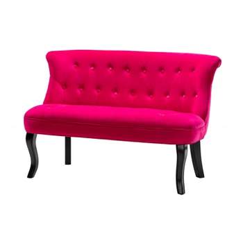 Jane  47" Velvet  Button-tufted and Wing back  Loveseat Solid wood and Cabriole Legs  for Living Room and Bedroom | ARTFUL LIVING DESIGN