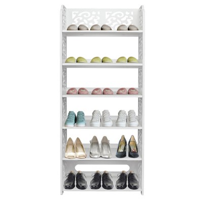 FURNIinspire Shoe Racks Wood 4 Tier Free Standing Shoe Rack Shoe Organizer Multifunctional Shoe Shelf for Entryway, White, 9.4"*16.5"*38.1"