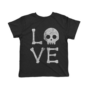 Toddler Funny T Shirts Love Skull Sarcastic Halloween Graphic Novelty Tee For Young Kids - Crazy Dog Toddler T Shirt For Halloween Season - 1 of 4