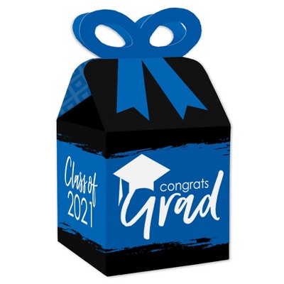 Big Dot of Happiness Blue Grad - Best is Yet to Come - Square Favor Gift Boxes - 2021 Royal Blue Graduation Party Bow Boxes - Set of 12