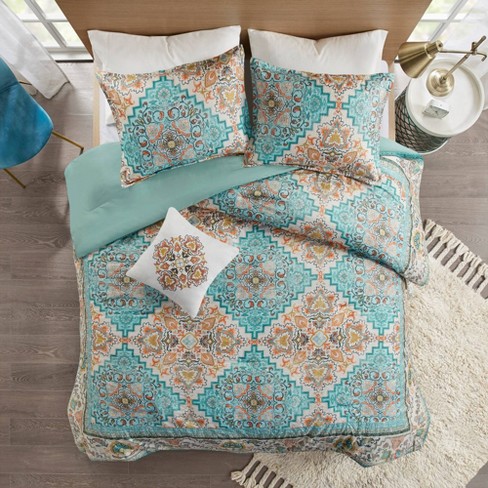 teal bedspreads queen size