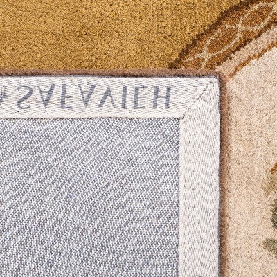 Hand-Tufted Elegance Light Gold and Green Wool Area Rug, 6' x 9'