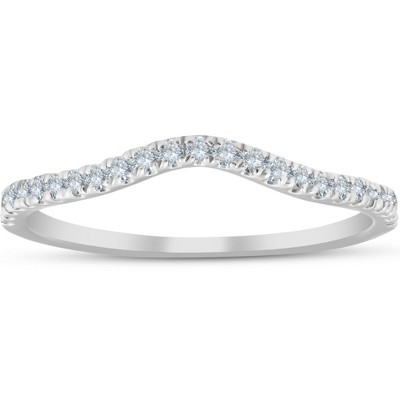 Pompeii3 1/4 Ct Curved Diamond Guard Enhancer Wedding Ring 10k White Gold
