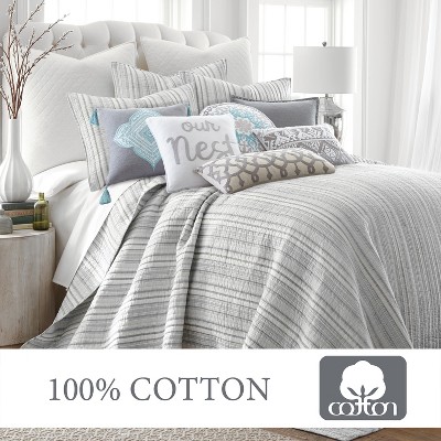 Bondi Gray Cotton Full Quilt and Sham Set