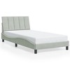 vidaXL Bed Frame with LED without Mattress "Hanko" Light Gray 39.4"x74.8" Velvet - 4 of 4