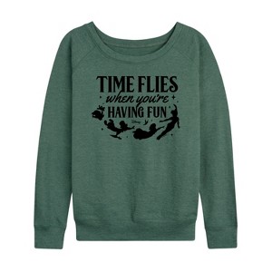Women's - Disney - Peter Pan Lightweight French Terry Wide Neck Long Sleeve Shirt - 1 of 4