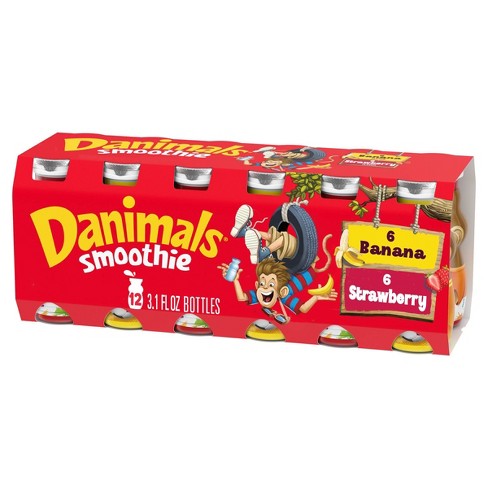 Dannon Danimals Strawberry Explosion/banana Split Kids' Smoothie Drinks ...