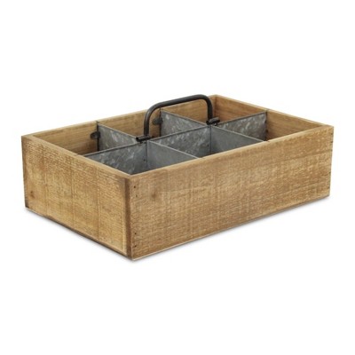 Cheung's Paolo Wood & Metal 6 Slot Caddy - Brown