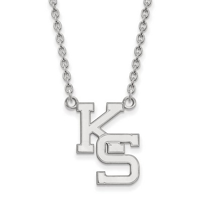 Black Bow Jewelry 10k White Gold Kansas State Wildcats NCAA Necklace 18 Inch