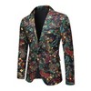 Cloudstyle Mens 2 Piece Print Suit Floral Party Dress Jacket Slim 2 Button Blazer Pants - 3 of 4