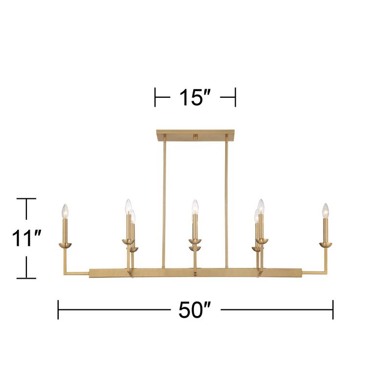 Possini Euro Design Kime Gold Linear Pendant Chandelier 50" Wide Modern 8-Light Fixture for Dining Room House Foyer Kitchen Island Entryway Bedroom, 4 of 10