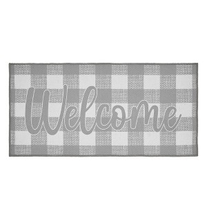 Annie Buffalo Check Grey Welcome Polyester Rug Rect 17x36 - 1 of 4
