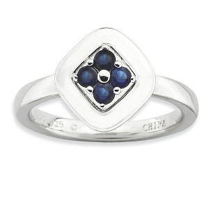 Black Bow Jewelry Silver Stackable Created Sapphire Ring - 1 of 4