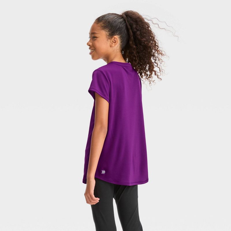 Girls&#39; Short Sleeve &#39;Do Your Part&#39; Graphic T-Shirt - All In Motion™ Dark Purple, 4 of 5