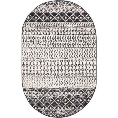 Mark & Day Louise 5'x8' Oval Woven Indoor Area Rugs Black/White: Stain-Resistant, Bohemian, Pet Friendly, Polypropylene