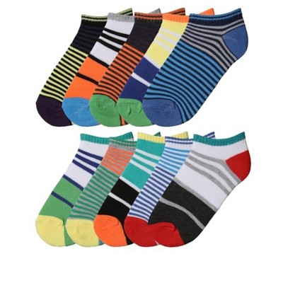 Tipi Toe Kids Boys 10 Pairs Classy Lightweight Novelty Color Spectrum Pattern Ankle/Low Cut Socks