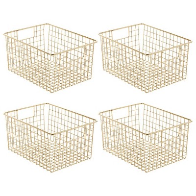 mDesign Bath Metal Storage Organizer Basket - 4 Pack