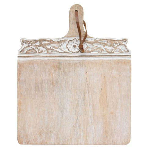 Small White Wood, Marble & Jute Cutting Board - Foreside Home & Garden