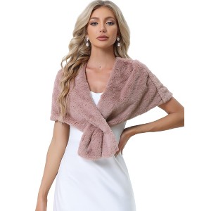 INSPIRE CHIC Women's Retro Winter Bridal Wedding Cropped Faux Fur Shawls - 1 of 4
