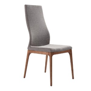 Armen Living,Parker Mid-Century Dining Chair in Walnut Finish and Gray Fabric - Set of 2 - 1 of 4