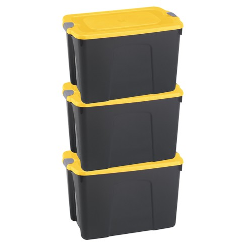 Durabilt31 Gal Storage Totes Set Of 3 Black Yellow Target