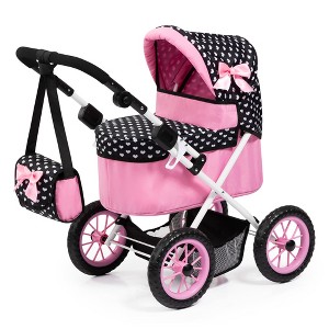Trendy Doll Pram-Black & Pink W/ Hearts Dolls 18" - 1 of 4
