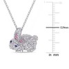 EVERLY JEWELRY | Sterling Silver 1 1/10 CT TGW Created Pink and White and Blue Sapphire Bunny Necklace, 18 inc - 2 of 4