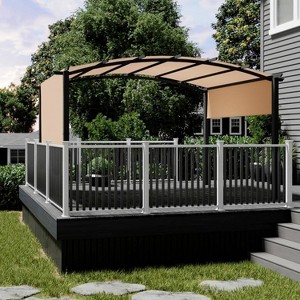 GustoWave 13' x 9' Outdoor Arched Pergola Gazebo with Sun Shade for Backyards - 1 of 4