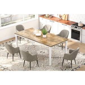 Coucheta 71/79" Industrial Dining Table for 6-8 - Rustic Wood & Metal Frame, Multi-Use, Scratch-Resistant - 1 of 4
