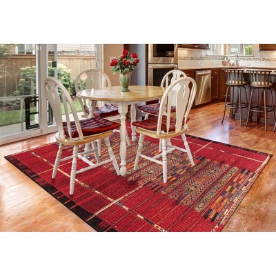Marina Red Tribal Stripe 8'10" x 11'9" Synthetic Indoor/Outdoor Rug